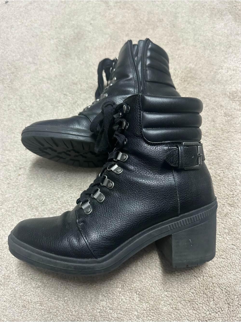 Mix No. 6 Black Lace-Up Block Heel Ankle Boots